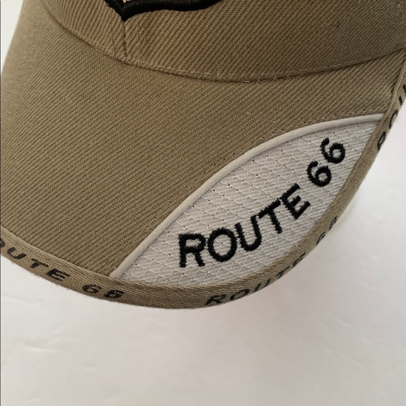 Sports Cap - Route 66 Beige Baseball Cap w/ Embroidered & Adjustable Strap-back - Picture 11 of 13